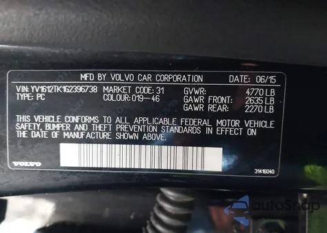 2016 Volvo S60 T5 Premier z USA, uszkodzony, nr VIN YV1612TK1G2396738